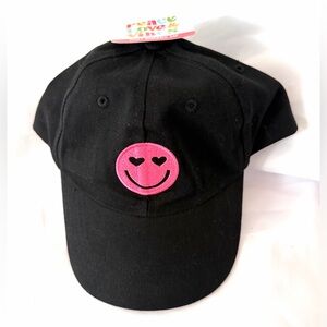 NEW PEACE LOVE & VIBES Black hot pink Smiley Face Women's Cap